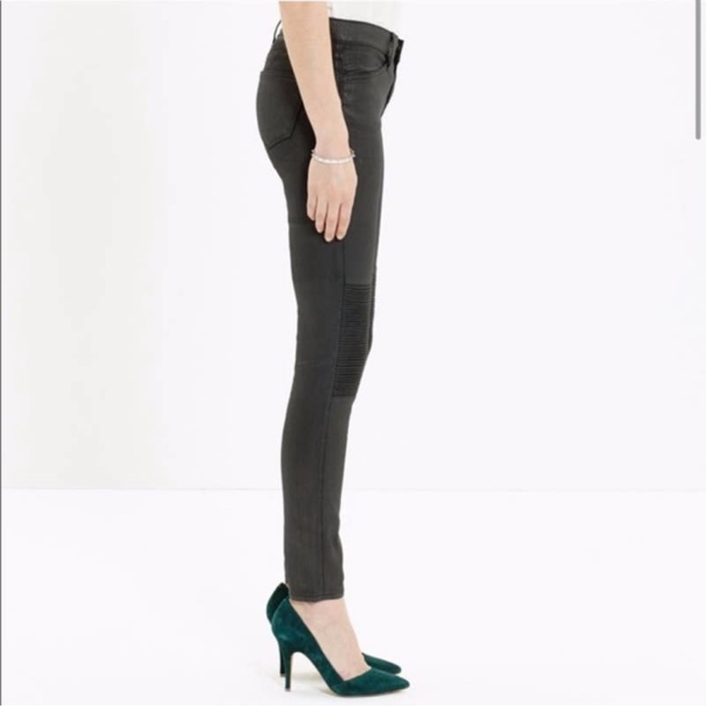 Madewell Black Coated Skinny Skinny Moto Jeans size 26 zipper ankle stretchy - Picture 3 of 11